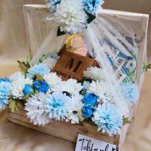 Flowers Engagement Gift Basket with chocolates & Perfume with Jewelry box