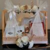 White Flowers Gift Basket with Dress for female & male with Perfumes